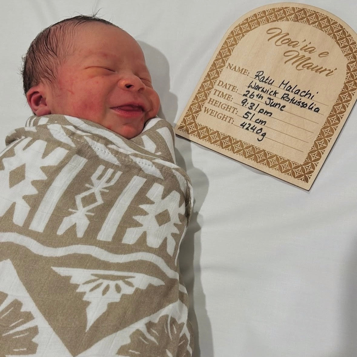 Noa’ia e Mauri | Baby Announcement Plaque