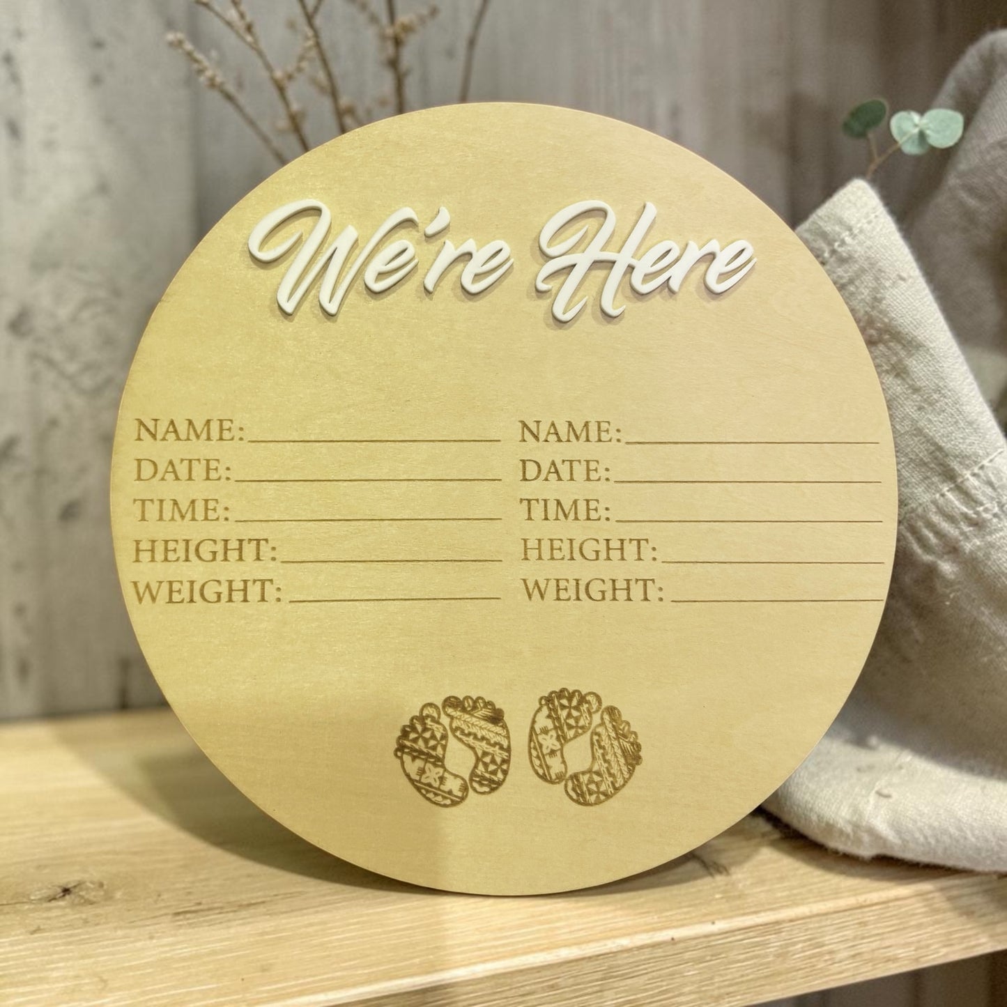 Twins Baby Announcement Plaque