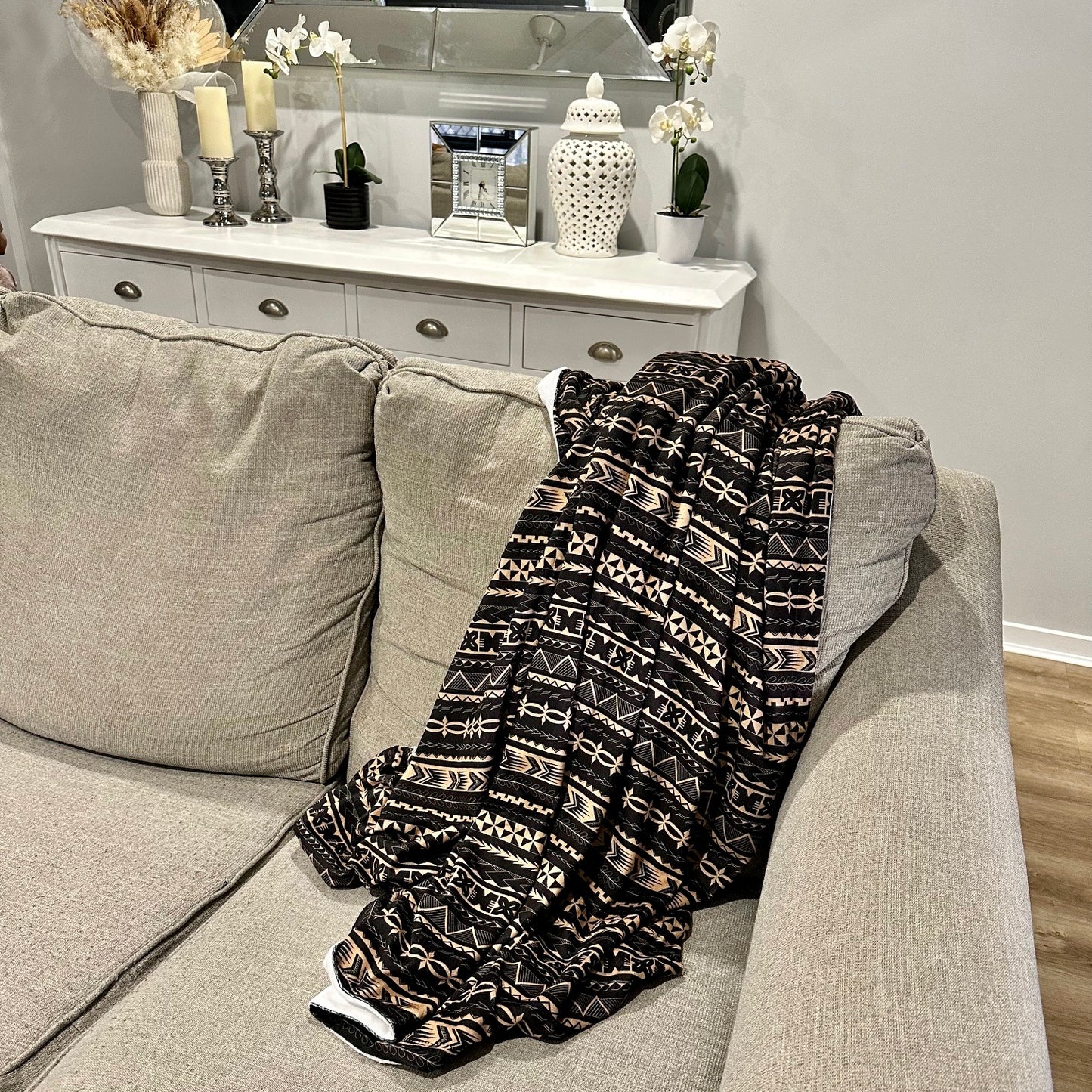 Black & Beige ADULT SIZE Blanket (Nesia)