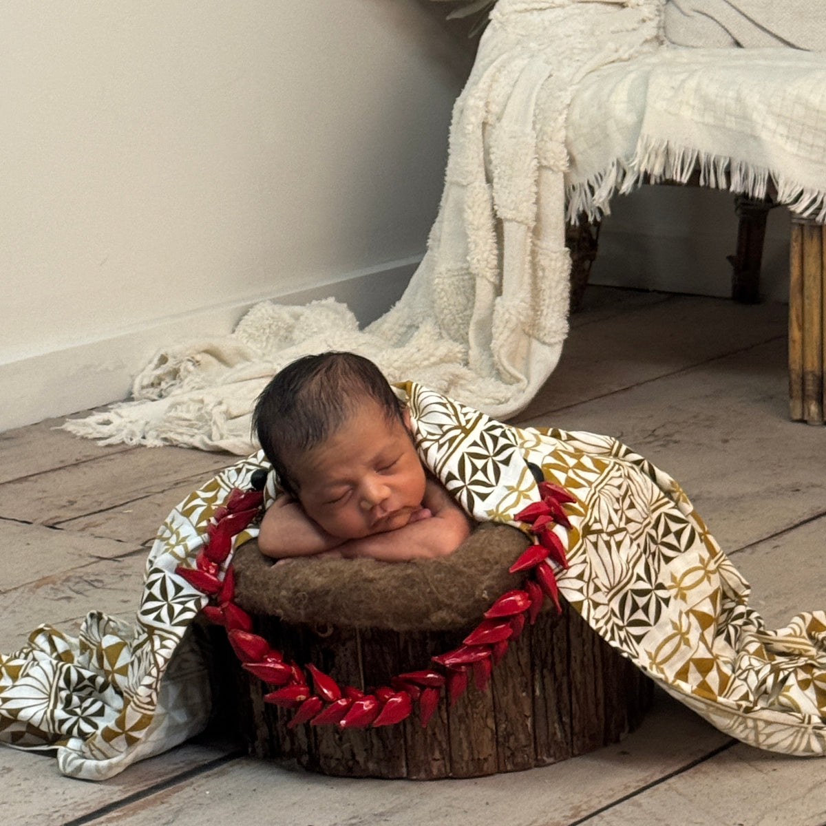 Tongan Inspired Bamboo Muslin Swaddle Wrap