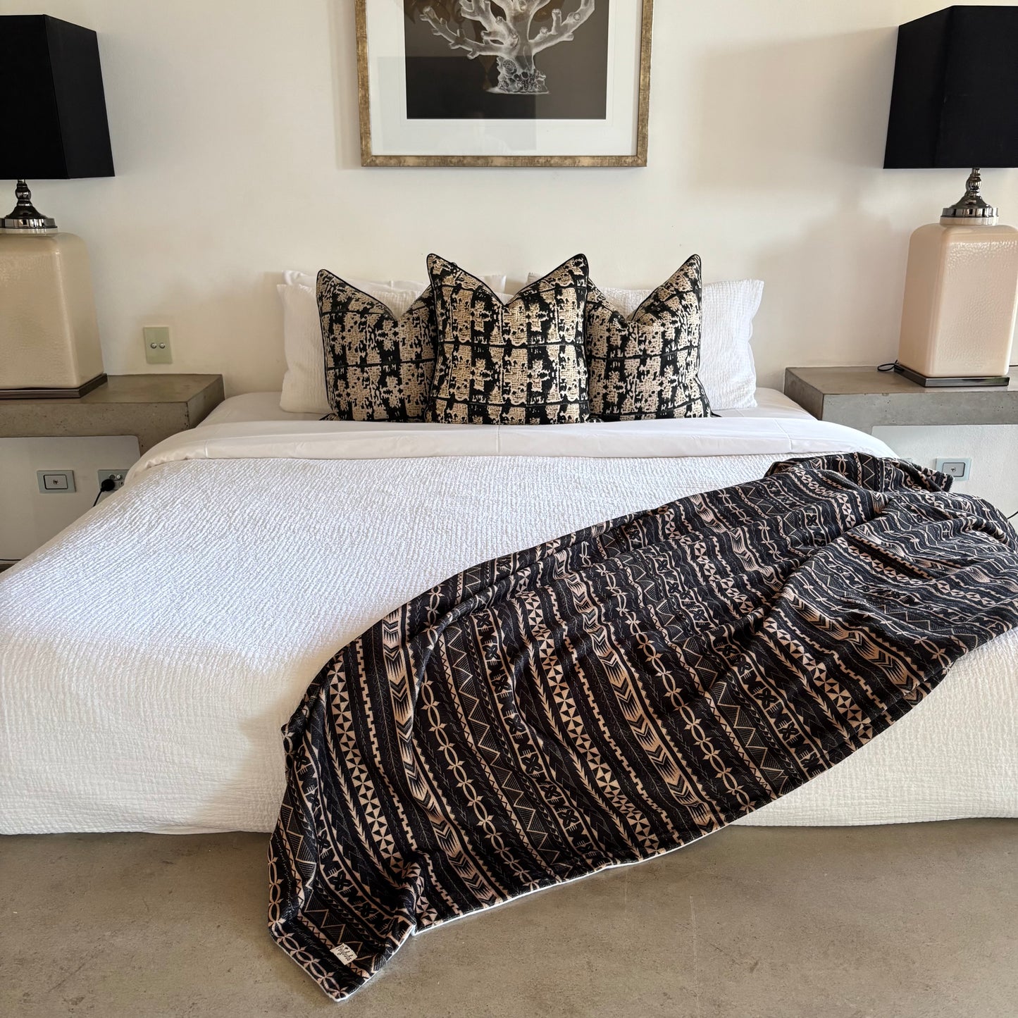 Black & Beige ADULT SIZE Blanket (Nesia)