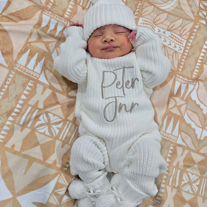 Pasifika | Beige | Soft Minky Baby Blanket