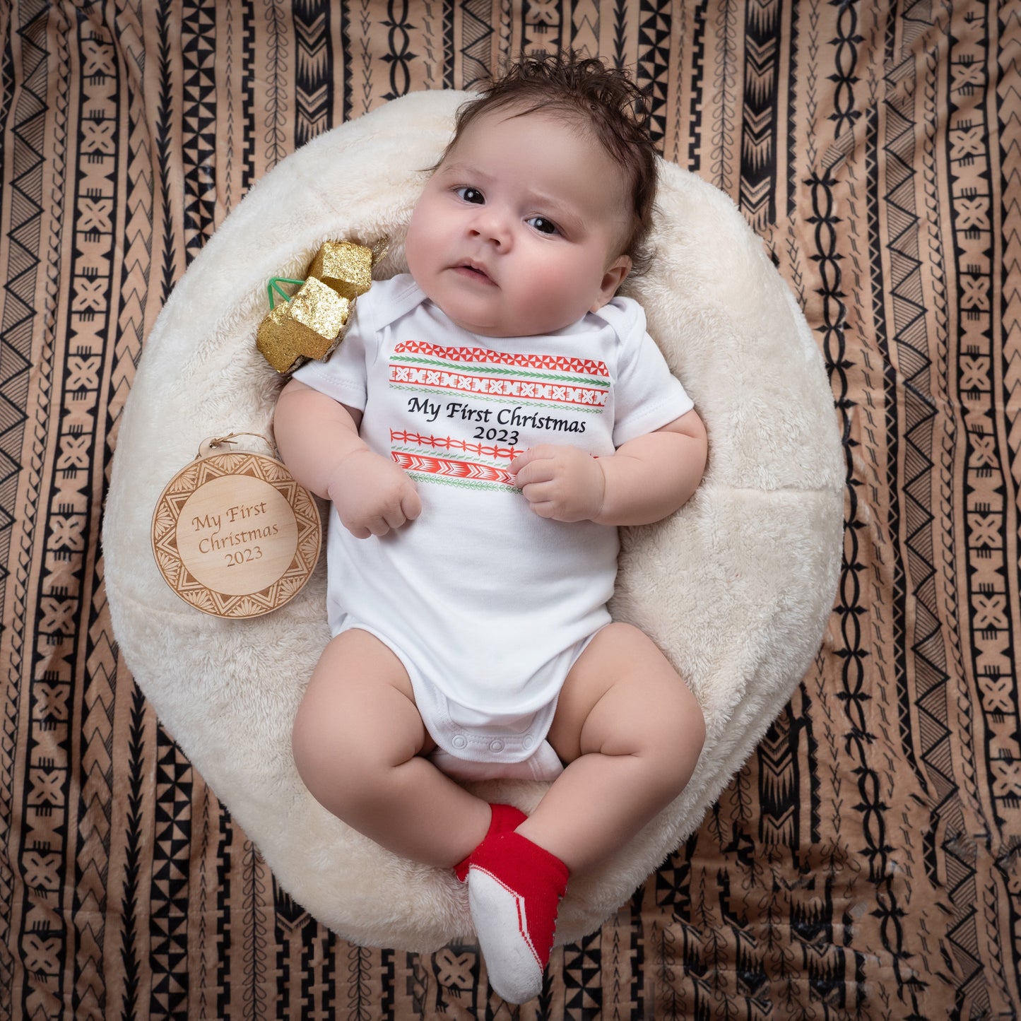 Nesia Beige/Black Minky Baby Blanket
