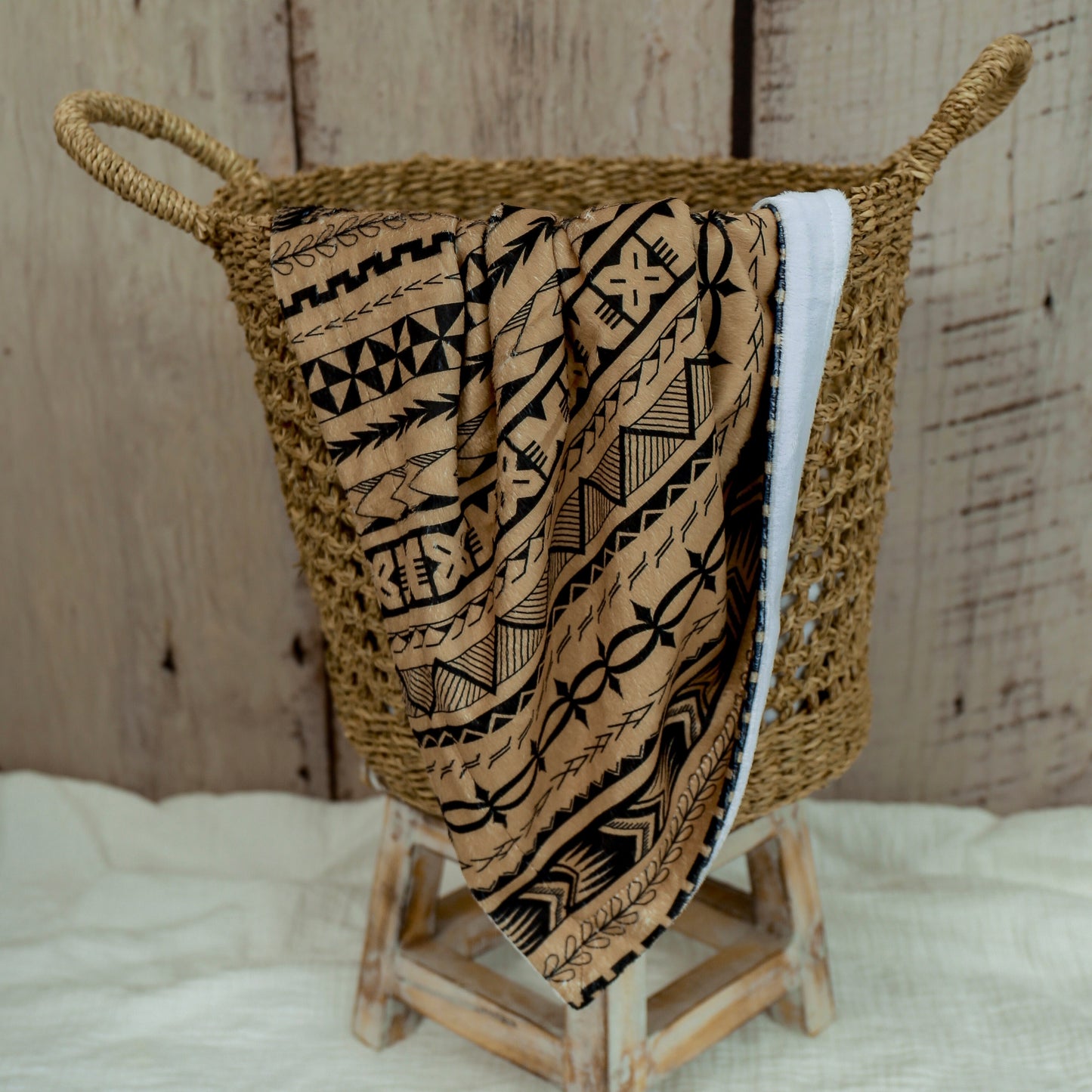Nesia Beige/Black Minky Baby Blanket