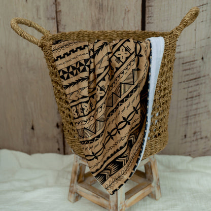 Nesia Beige/Black Minky Baby Blanket