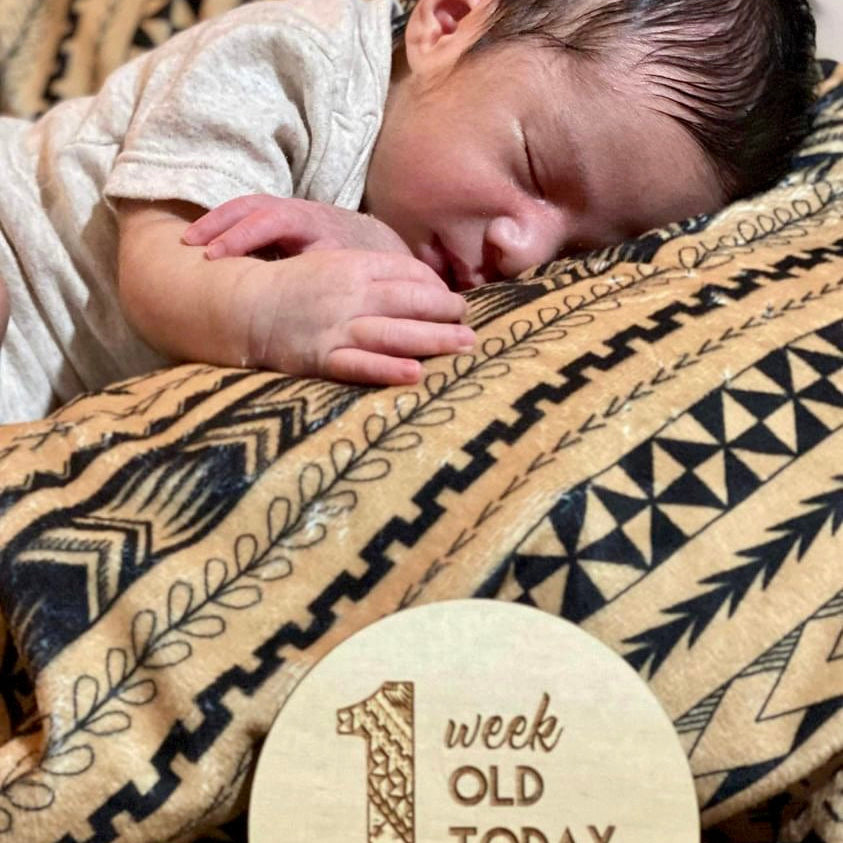 Nesia Beige/Black Minky Baby Blanket
