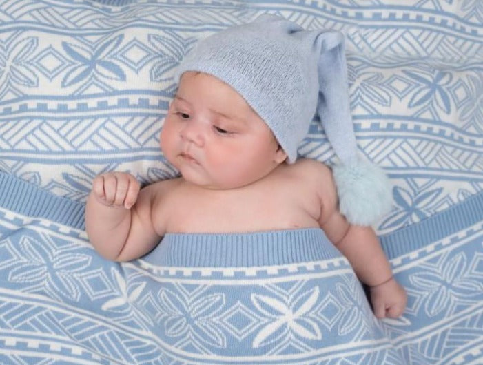 Blue Knitted Baby Blanket