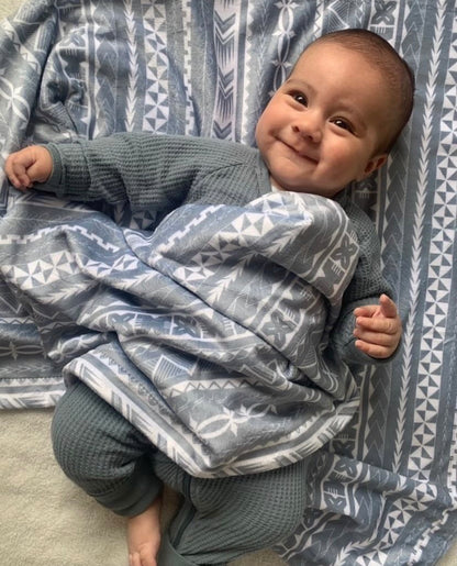 Nesia | Blue/Grey | Minky Baby Blanket