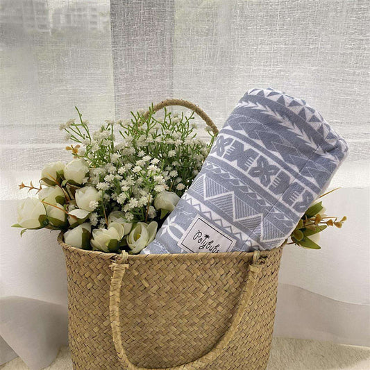 Nesia | Blue/Grey | Minky Baby Blanket